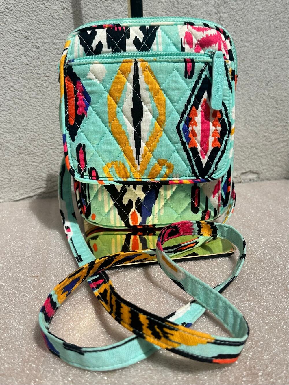 Vera Bradley Mini Hipster Crossbody Bag Turquoise Multicolor Print Quilted